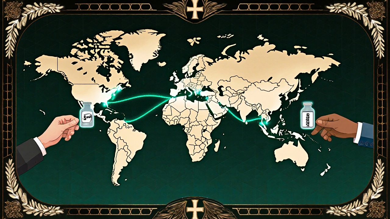Geometric global map showing sorafenib access from expensive to affordable prices.