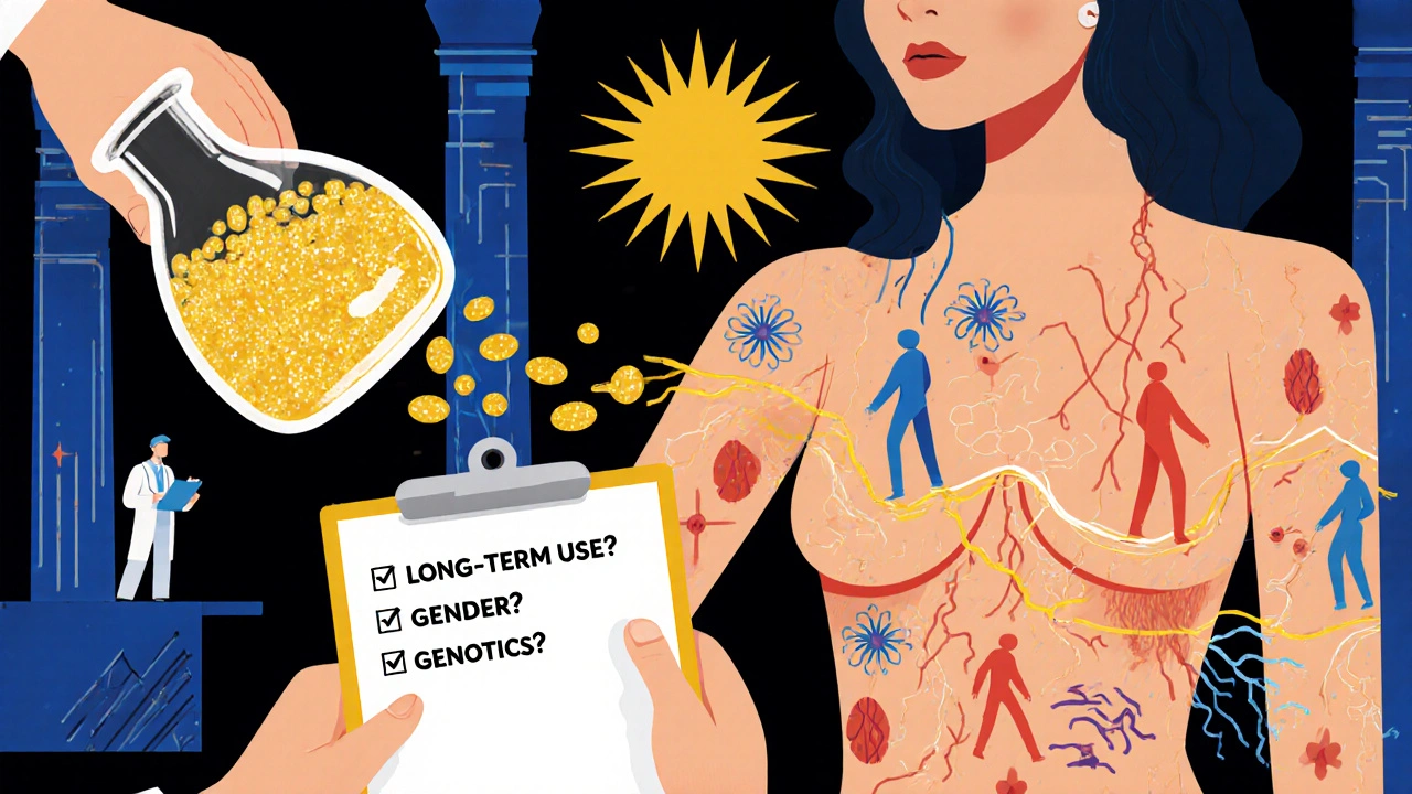 Woman&#039;s bloodstream illuminated with itching nerves and molecular patterns in Art Deco design