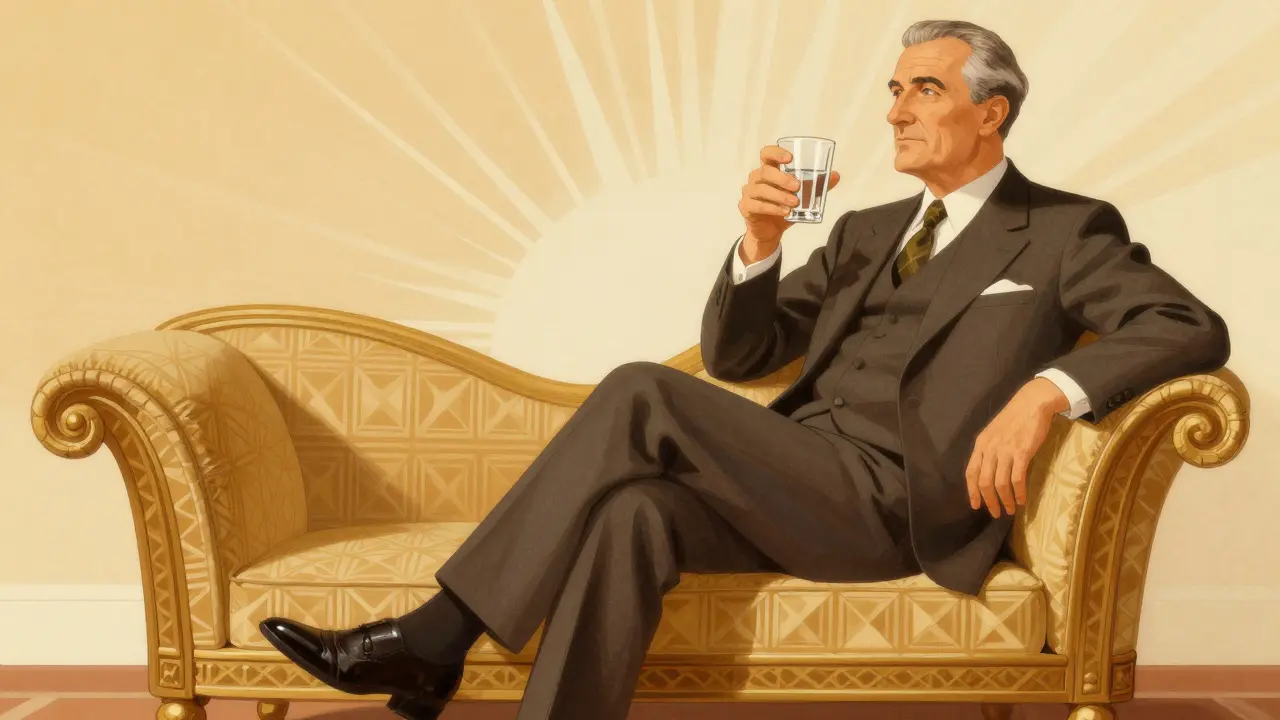Calm man sitting on chair practicing safe positioning technique