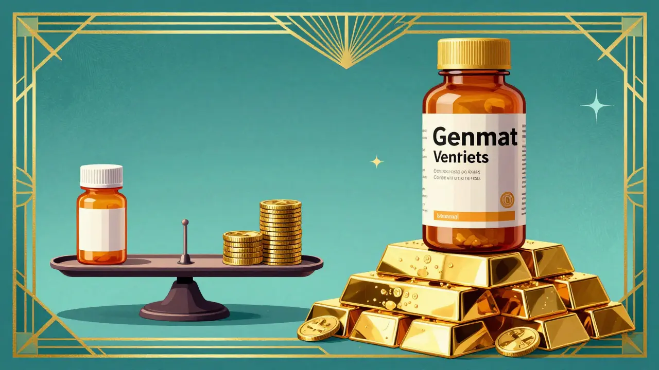 Generic pills shown as affordable compared to expensive brand name medication