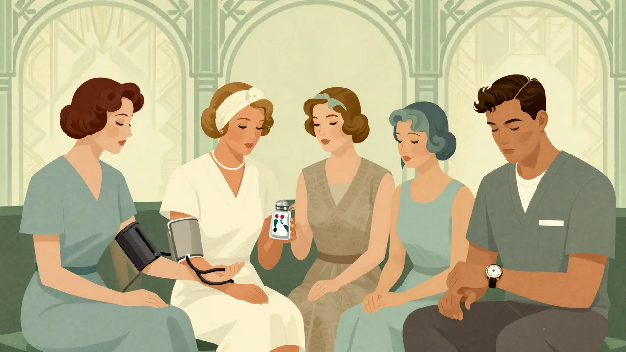 Art Deco patients managing blood pressure and diet